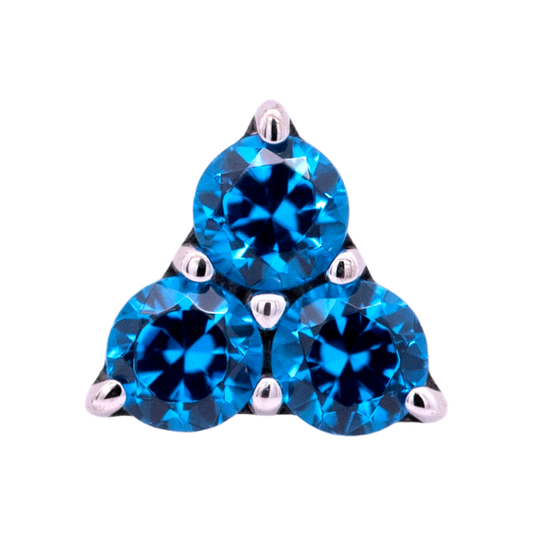 Junipurr Titanium Trinity, Deep Blue 1mm/2.3mm, polished titanium threadless decorative end – alternate view