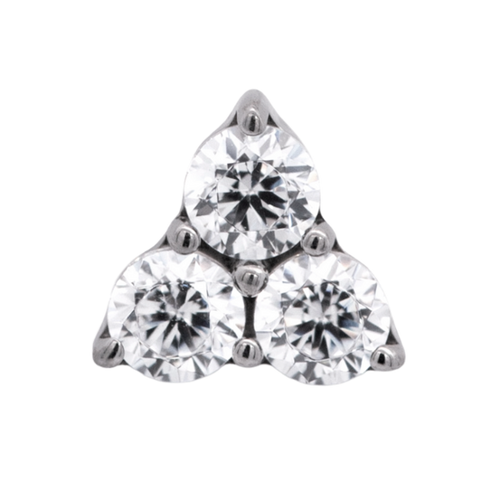 Junipurr Titanium Trinity, White 1mm/2.3mm, polished titanium threadless decorative end