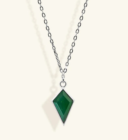 Junipurr Ulan geometric green cubic zirconia necklace, product view.