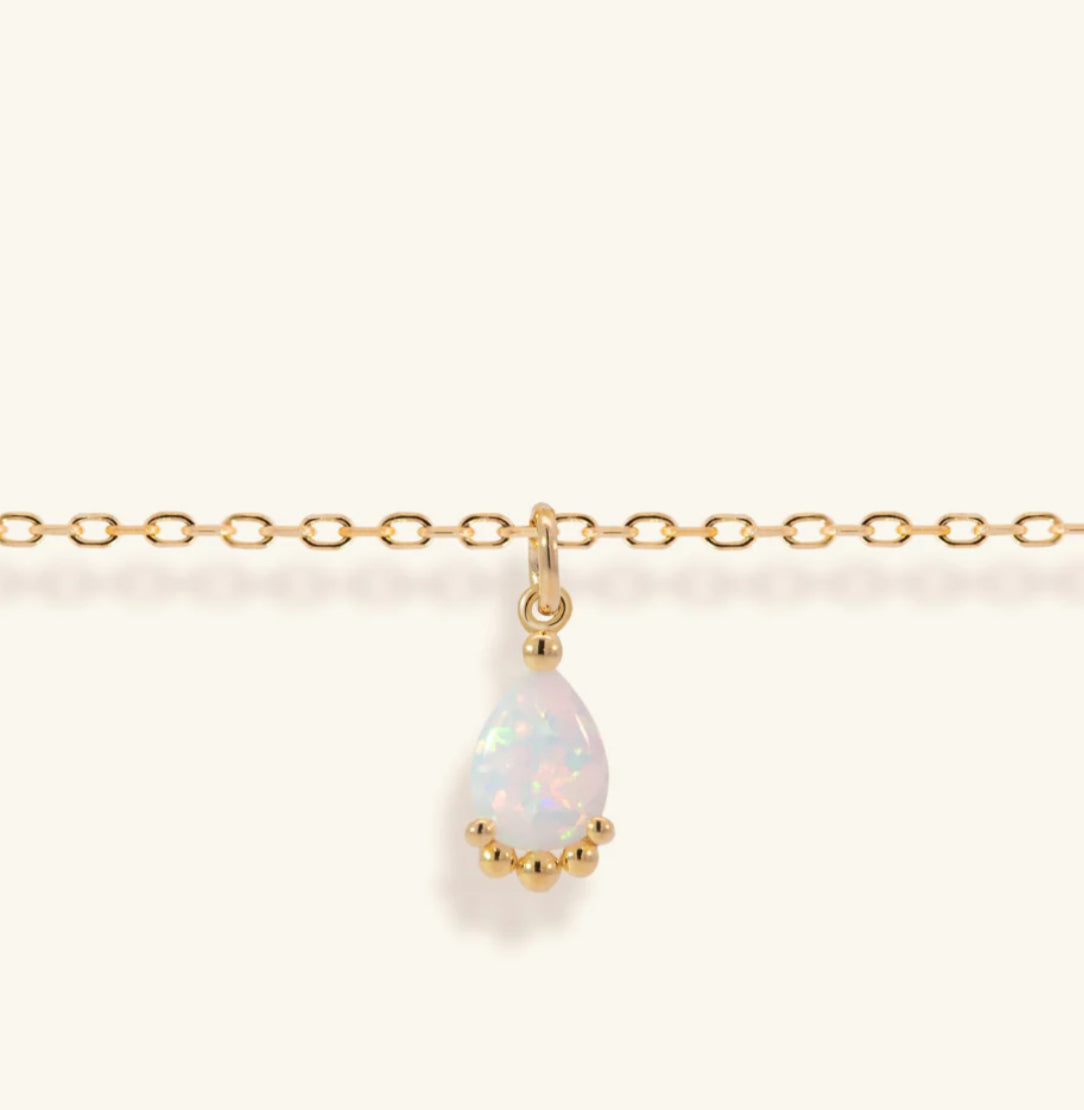 Junipurr Viera synthetic opal pendant bracelet with bead accents, product view.