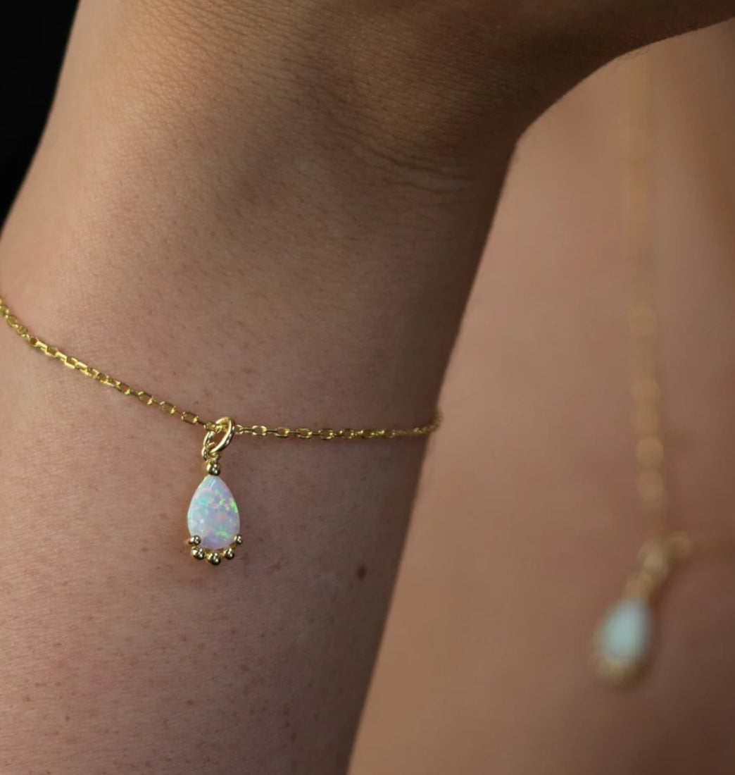 Junipurr Viera iridescent synthetic opal bracelet, product view.