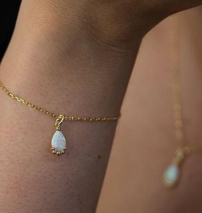 Junipurr Viera iridescent synthetic opal bracelet, product view.