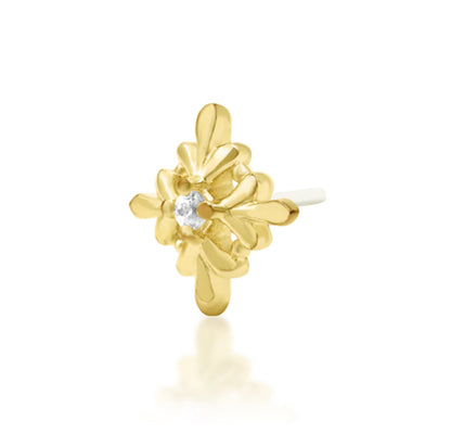 Junipurr Vira marquise CZ snowflake-inspired decorative end in solid 14k gold, product view.