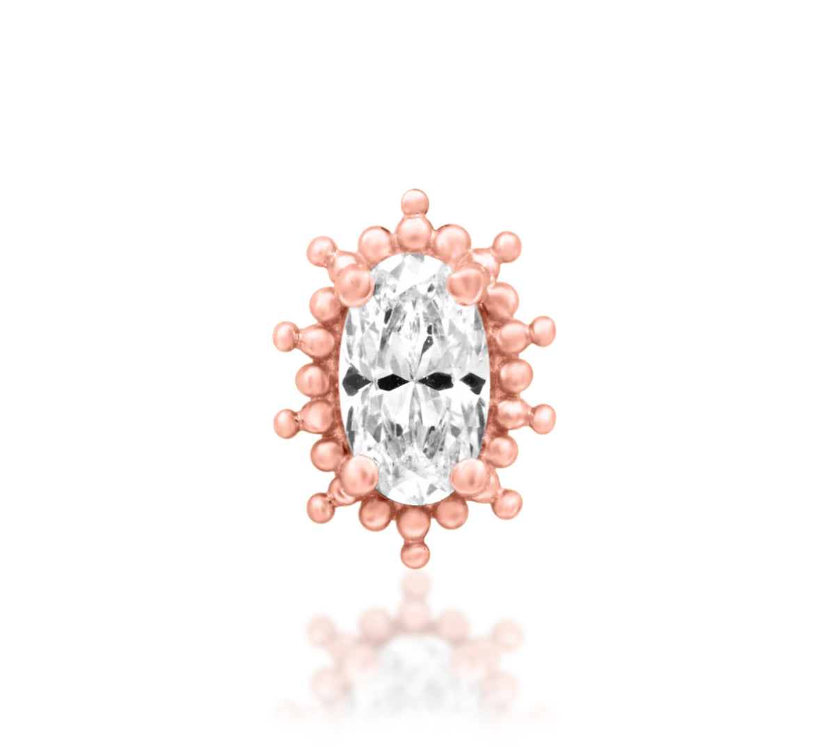 Junipurr Vision solid 14k gold statement decorative end, product view.