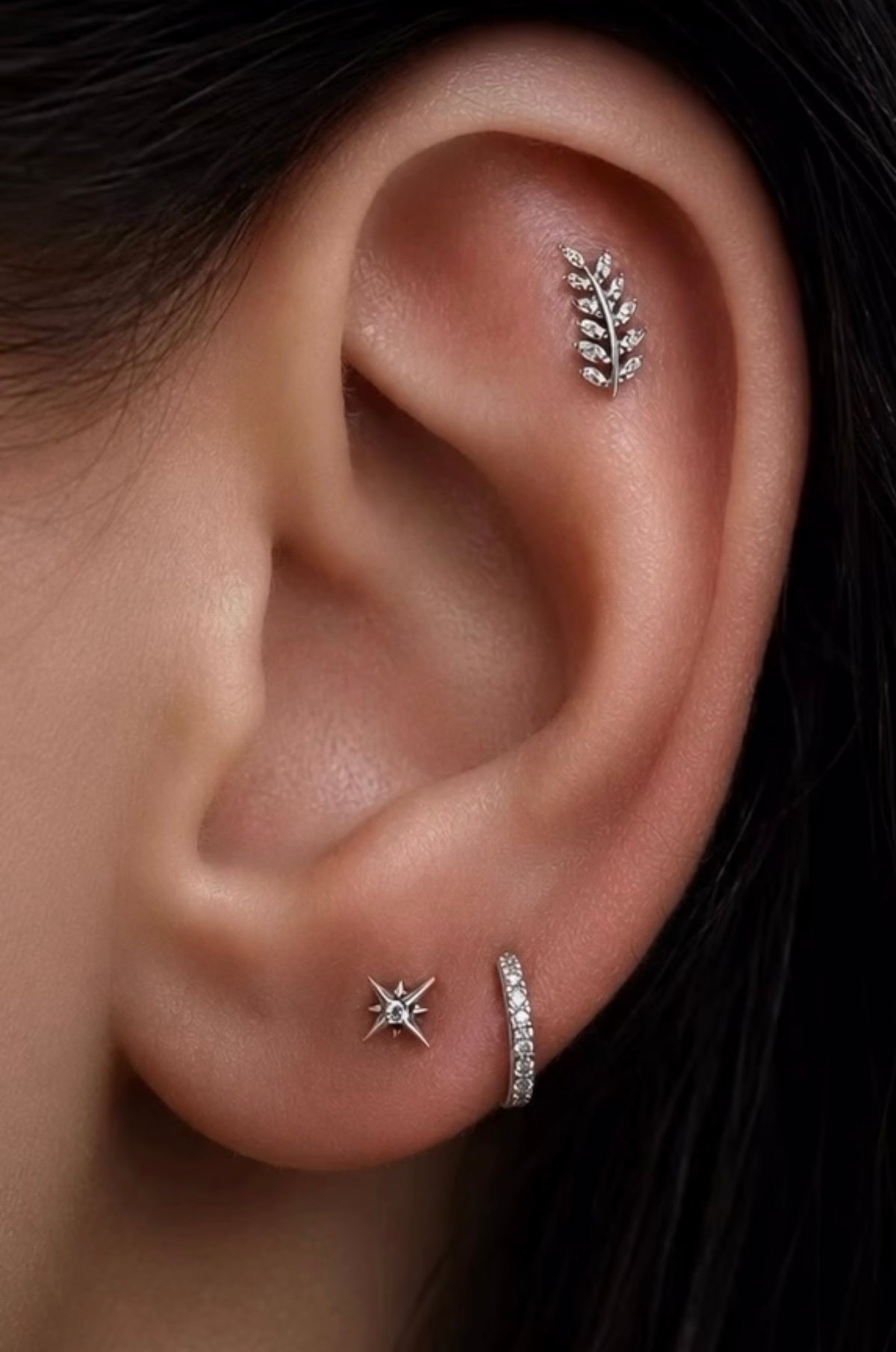 Curated ear with Junipurr Willow, Stella and Demi piercing jewellery