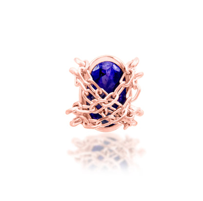 Junipurr Wilma solid 14k gold Violet CZ chain decorative end, product view.