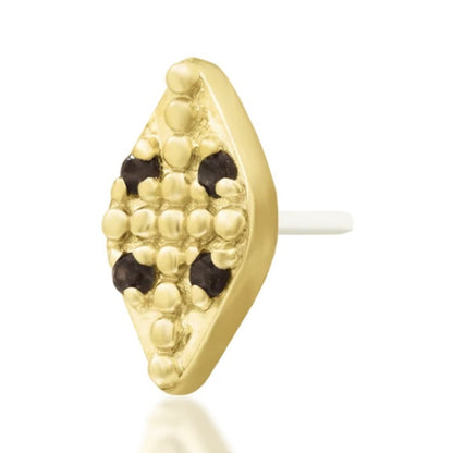 Junipurr Zahara solid 14k yellow gold smoky quartz threadless end, angled view