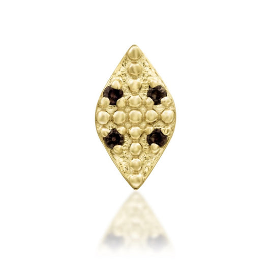Junipurr Zahara smoky quartz threadless end in 14k yellow gold, front view