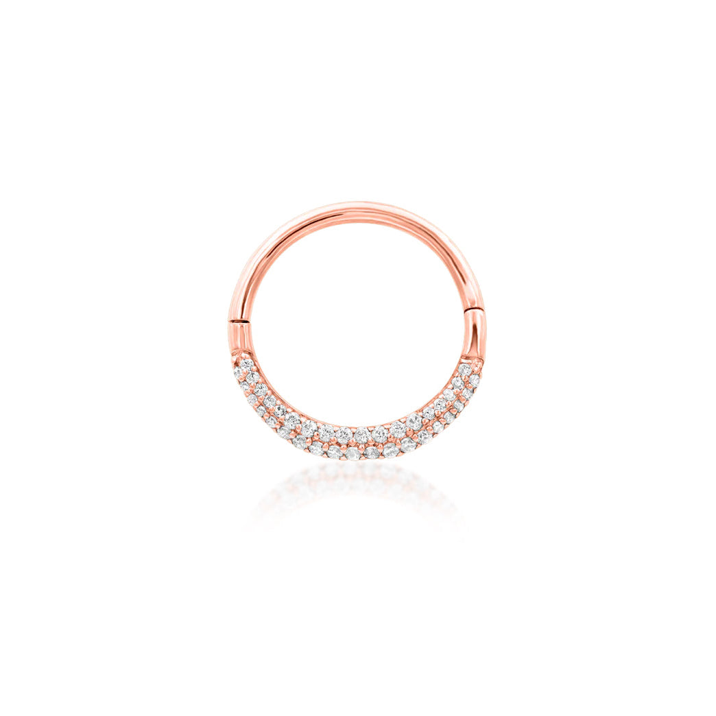 Junipurr Opulence 14k rose gold pavé clicker set with cubic zirconia stones