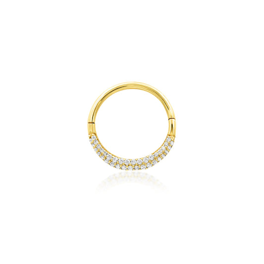 Junipurr Opulence 14k yellow gold pavé clicker set with cubic zirconia stones