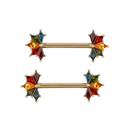 BVLA Spirit gold cartilage earring with Garnet, Madeira Citrine, Citrine, Green Tourmaline and London Blue Topaz kite-cut gemstones