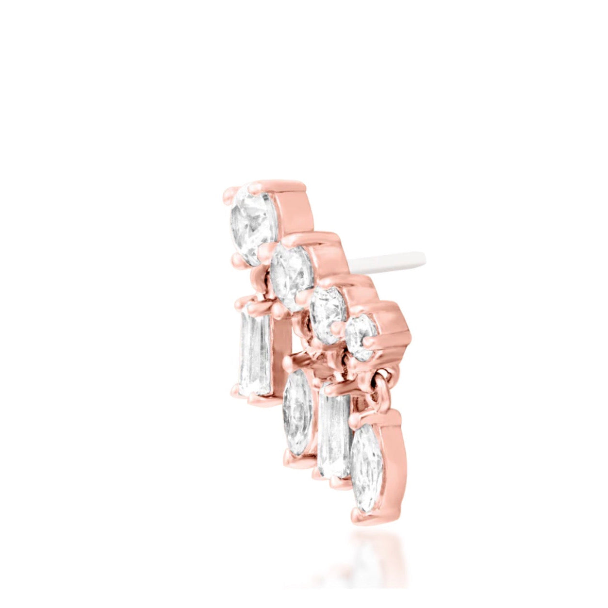 Large rose gold conch cluster with eight precisely arranged white cubic zirconia stones