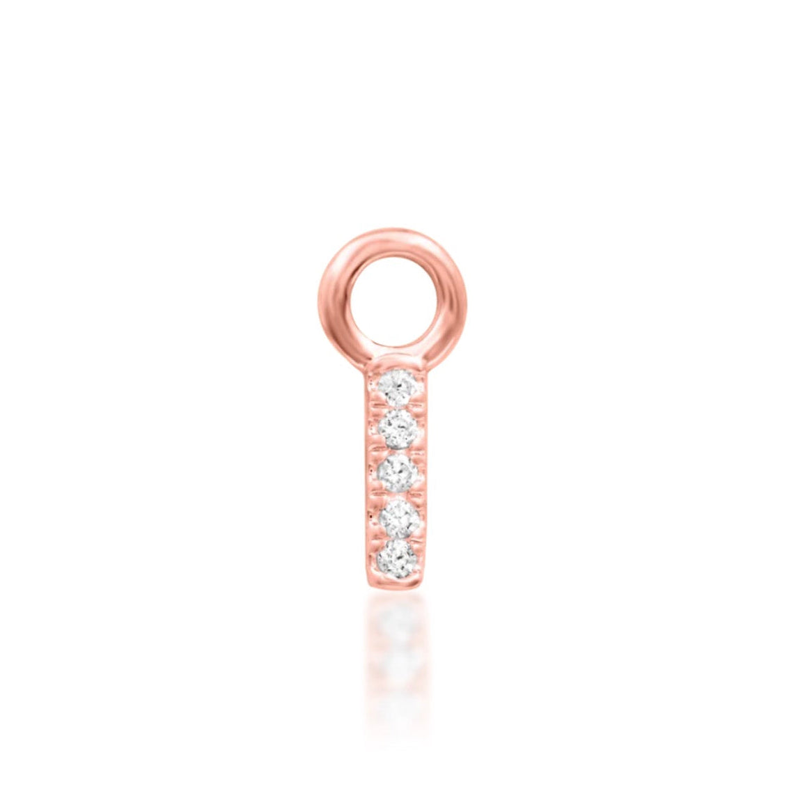 Large rose gold flat earring with nine cubic zirconia stones across a 10mm profile