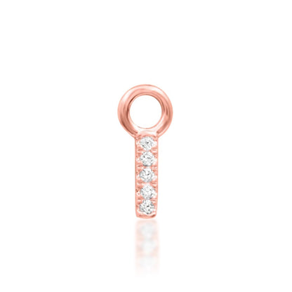 Large rose gold flat earring with nine cubic zirconia stones across a 10mm profile