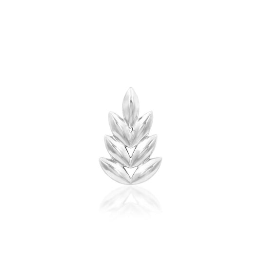Leaf flat-back earring top in solid 14k white gold with a sculpted nature-inspired design.