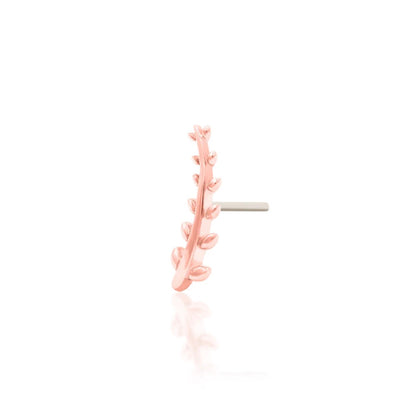 Leaf high-lobe earring in polished rose gold with a slender nature-inspired design