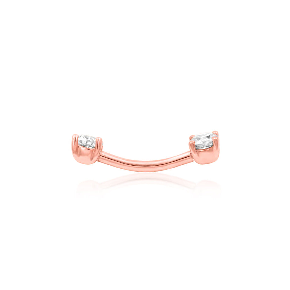 Luxury rose gold rook jewellery with two prong-set white CZ stones