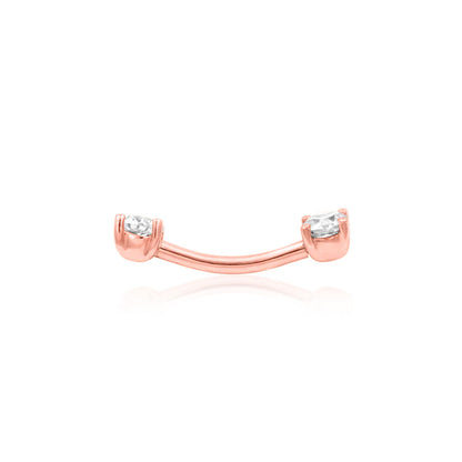 Luxury rose gold rook jewellery with two prong-set white CZ stones