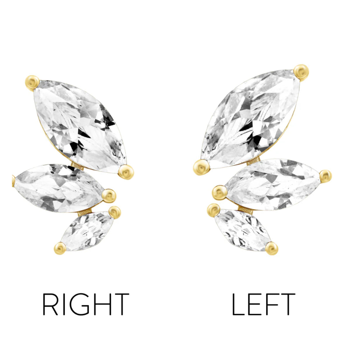 Junipurr Malice graduated marquise CZ earring styled in a curated helix piercing