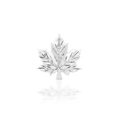 Maple leaf flat-back earring top in solid 14k white gold with a sculpted threadless design.