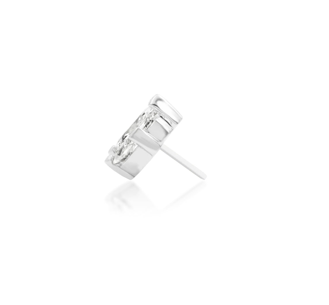 White gold cartilage cluster featuring a structured three-stone marquise CZ fan
