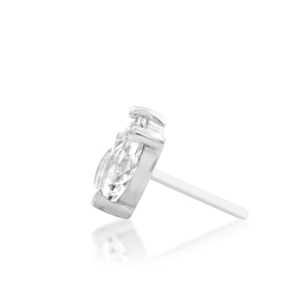 Floral conch jewellery in solid 14k white gold with two marquise-cut cubic zirconia petals