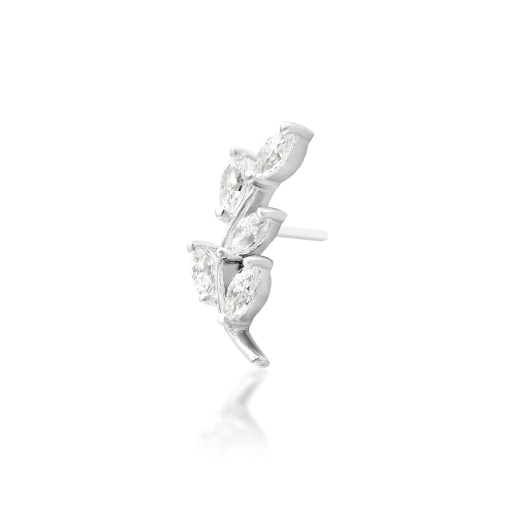 Solid yellow gold marquise CZ earring styled in a flat piercing
