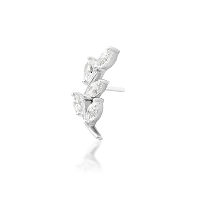 Solid yellow gold marquise CZ earring styled in a flat piercing
