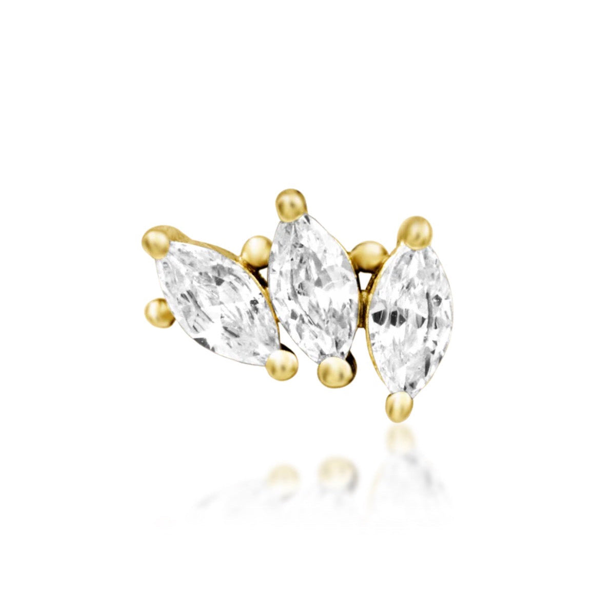 Junipurr Fallon marquise CZ flower helix earring in solid 14k yellow gold