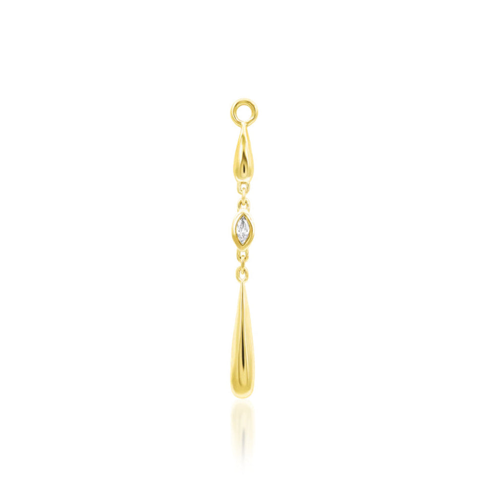 Junipurr Rebecca marquise CZ hidden helix earring with cascading yellow gold drops