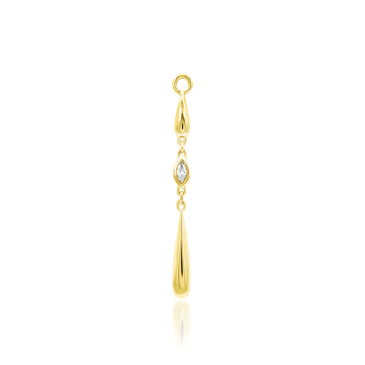 Junipurr Rebecca marquise CZ hidden helix earring with cascading yellow gold drops