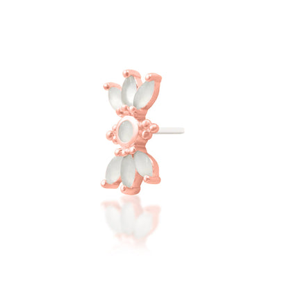 Angled rose gold cartilage earring with a radiant marquise moonstone arrangem