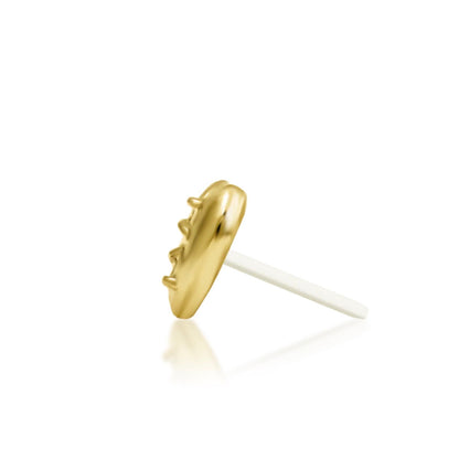 Minimal heart flat piercing jewellery in polished yellow gold with contemporary stitched detailing.