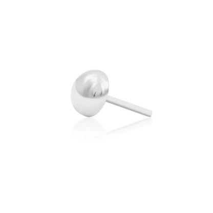 Minimalist conch stud in solid 14k white gold with a three-dimensional polished profile