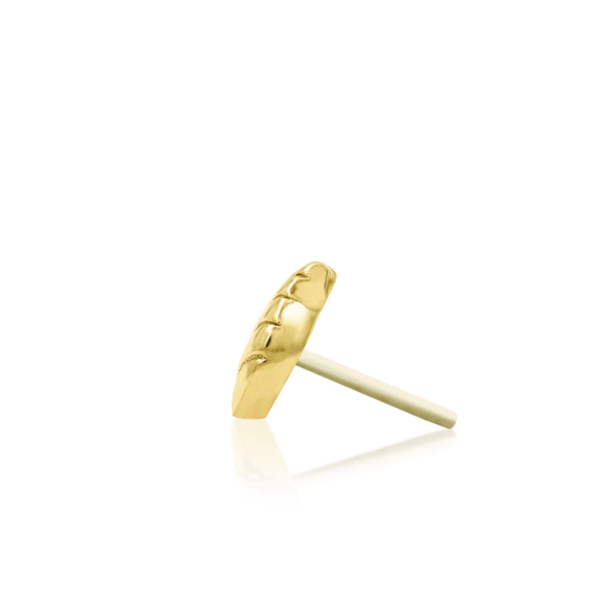 Minimalist gold piercing jewellery in 14k yellow gold with a simple gemstone-free leaf shape.