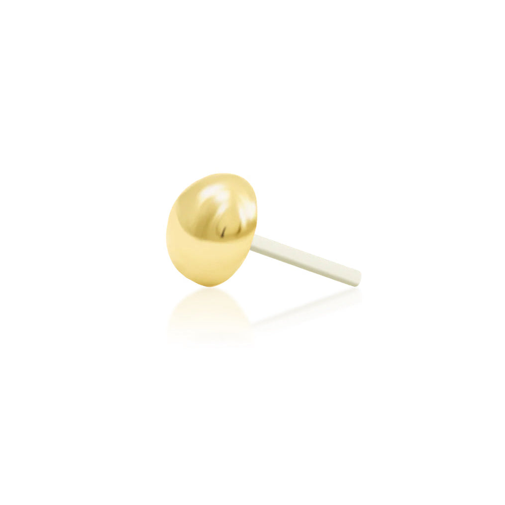 Minimalist tragus earring in solid 14k yellow gold with a polished rounded surface