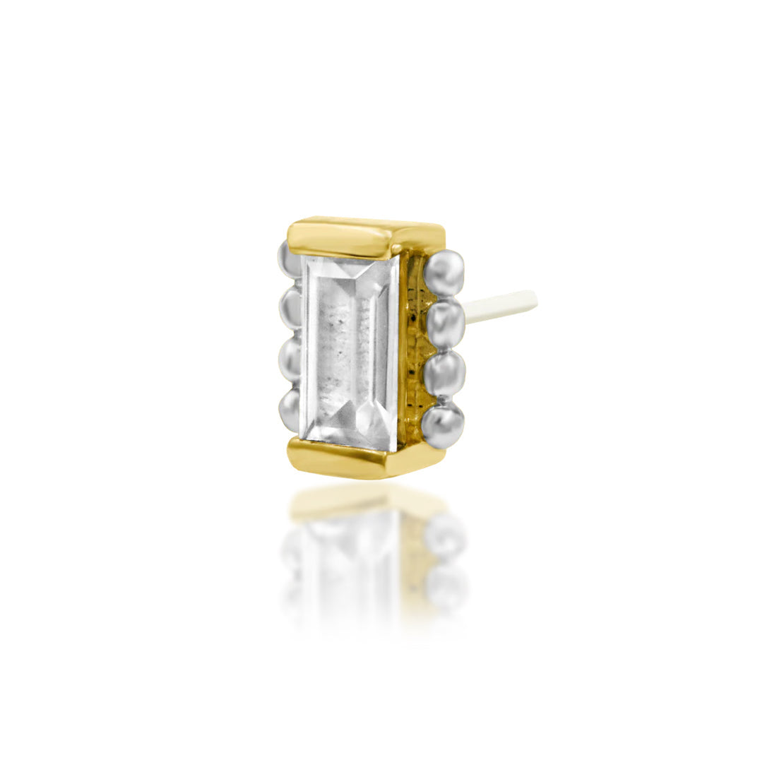     Mixed yellow and white gold cartilage earring with a rectangular white cubic zirconia