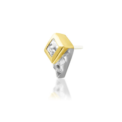     Mixed yellow and white gold cartilage earring with an angular geometric silhouette