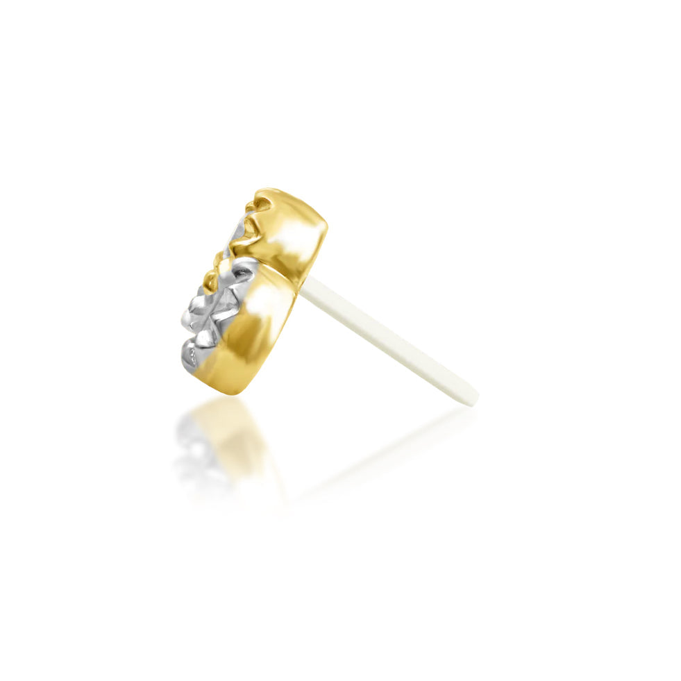     Mixed-metal flat piercing jewellery with a curved trio of white CZ stones