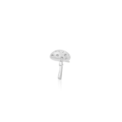 Mushroom helix earring in 14k white gold with a compact polished fungi-inspired silhouette.
