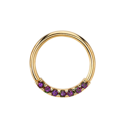 BVLA Blaze 7 gold septum ring with seven 1.5mm Mystic Topaz gemstones in a luxury curved setting