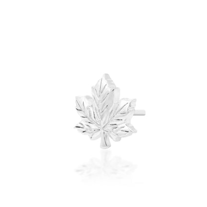 Nature-inspired helix jewellery in solid white gold with a textured three-dimensional leaf design.