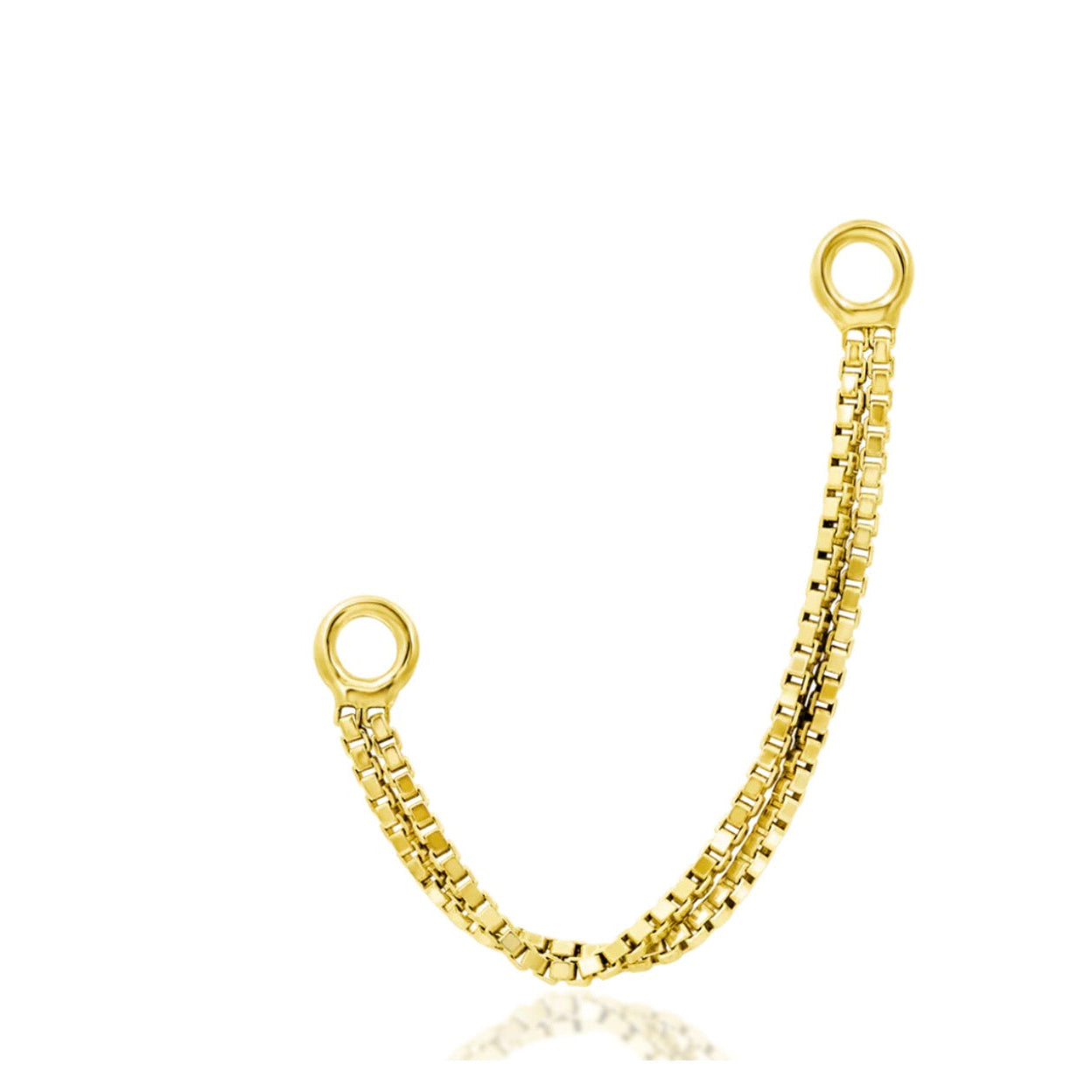 Junipurr Double Box Chain in solid 14k yellow gold for connecting paired nostril piercings
