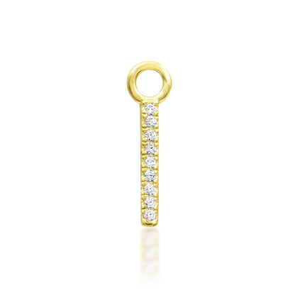 Junipurr Spotlight pavé CZ bar helix earring in solid 14k yellow gold