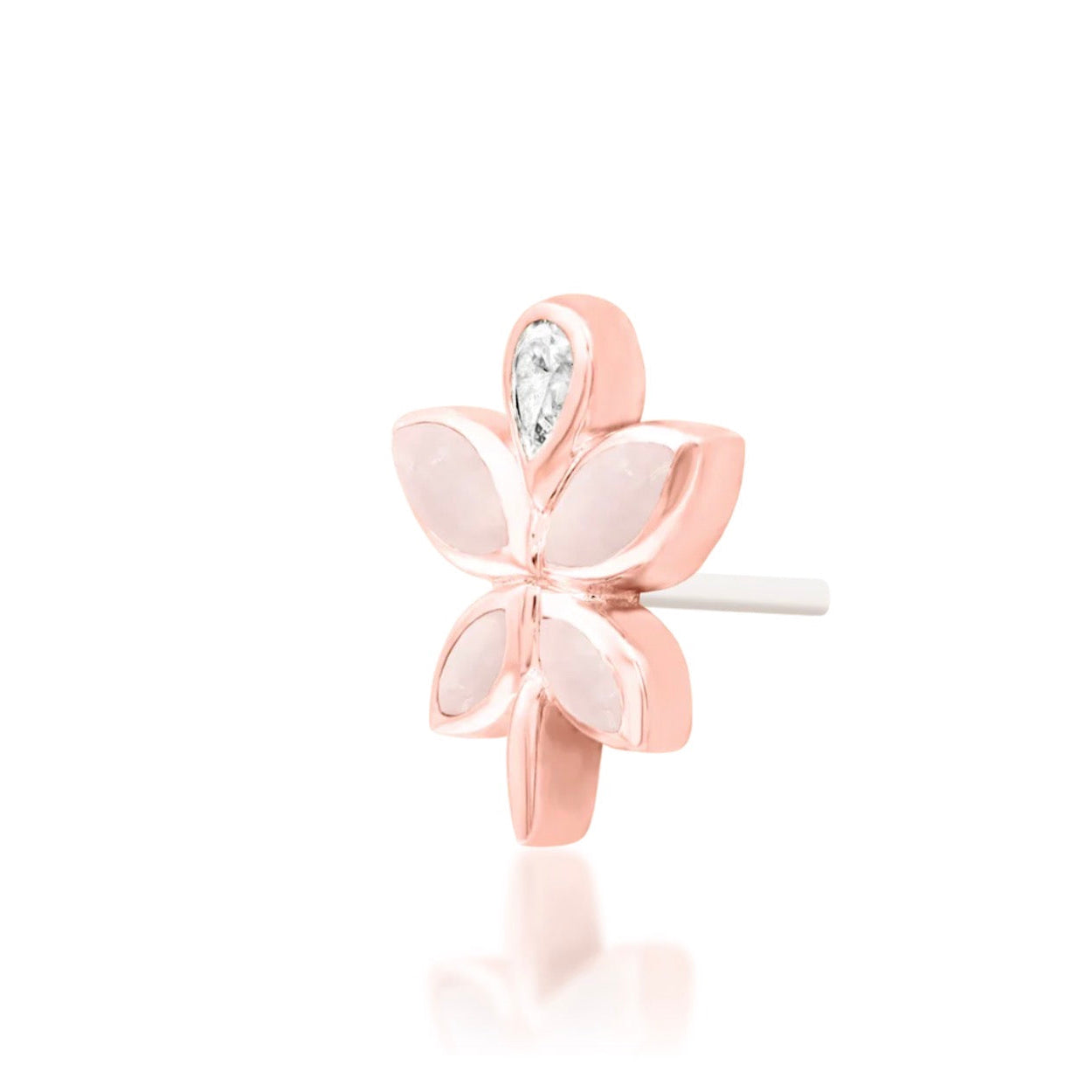 Pink gemstone ear stack jewellery in rose gold featuring genuine rose quartz and bright white CZ.
