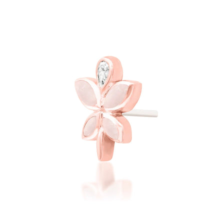 Pink gemstone ear stack jewellery in rose gold featuring genuine rose quartz and bright white CZ.