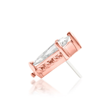 Regal rose gold helix earring with an elongated cubic zirconia centre stone
