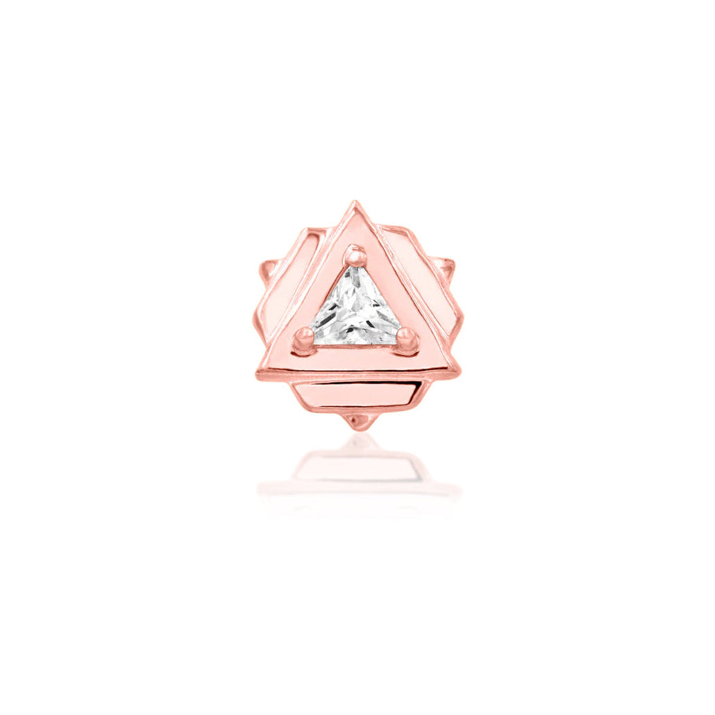 Junipurr Carrie rose gold cartilage stud featuring a triangular CZ