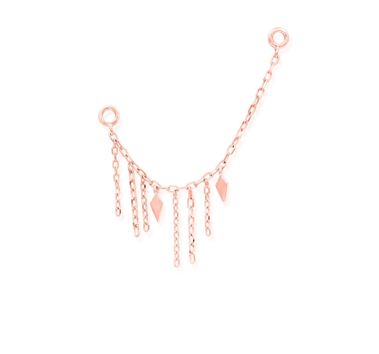 Junipurr Sloane chain piercing charm in solid 14k rose gold