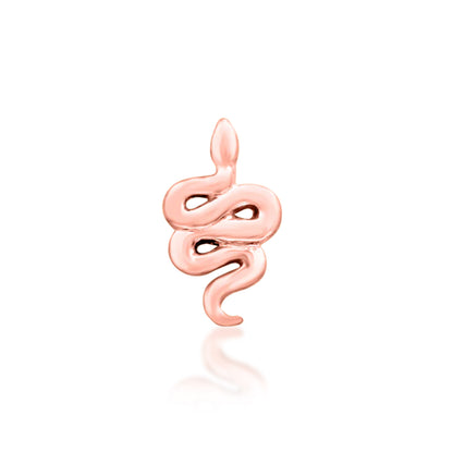 Junipurr Hiss coiled snake tragus earring in polished solid 14k rose gold